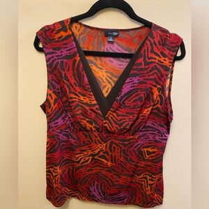 East 5th Red and Purple Patterned Sleeveless Blouse